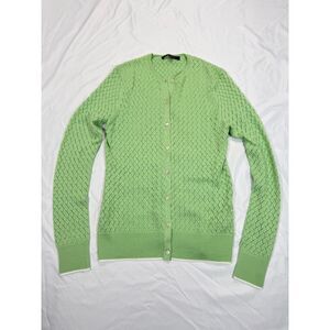 Brooks Brothers Sea Island Cotton Green Cardigan Sweater Women S